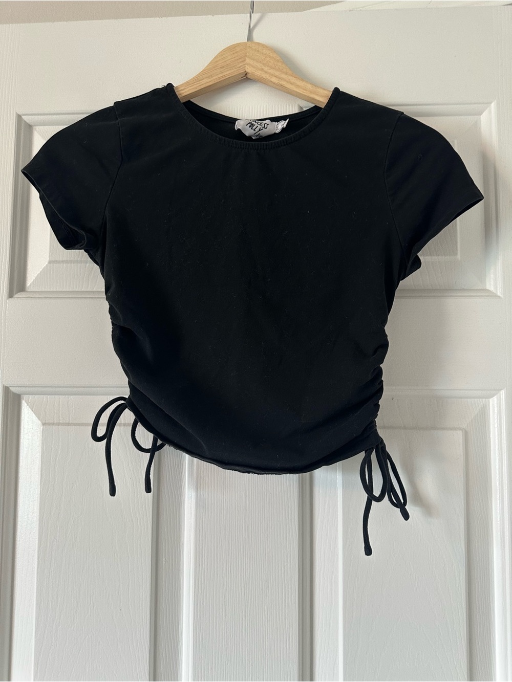Princess Polly Black Short Sleeve Cinch Tee